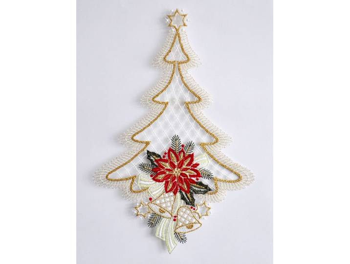 Fensterbild STICKEREIEN PLAUEN Fensterbild Tannenbaum , bunt, B:22cm H:33cm, Polyester, Fensterbilder, Fensterbild, Echte Plauener Spitze