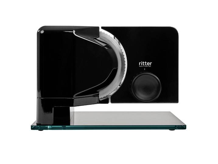 Ritter Allesschneider comfort, Schwarz Hochglanz, Edelstahl, Metall, Kunststoff, Glas, 39.5 cmx28.0 cm, Daumenschutz, stufenlose Regelung, Saugfüße, Restehalter, Kochen, Küchenhelfer, Sonstige Küchenhelfer