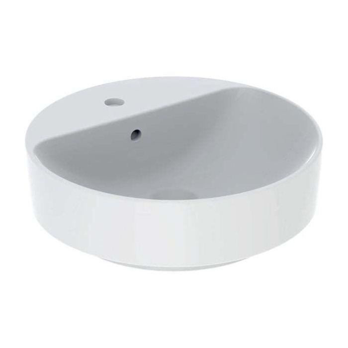 Geberit VariForm Aufsatzwaschtisch 500769012 d= 45cm, mit Hahnlochbank, Überlauf, rund, weiß