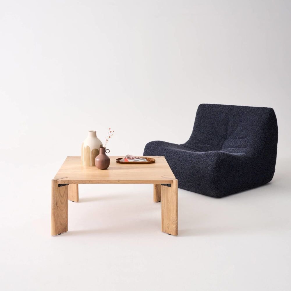 sweeek Table basse exotique carrée bois massif 80cm naturel Marron 80x36x80cm