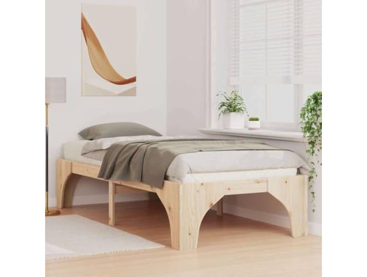 KTHLBRH Einzelbett Kiefer massiv 90 x 190 cm braun Lattenrost, modernes Design, einfache Wartung, Traglast 100 kg