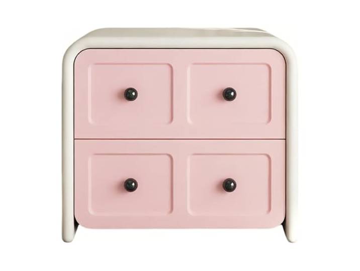 Vielseitig Design-Nachttisch mit Doppelschublade, kleinem runden Griff Schlafzimmer(Pink,Groß)