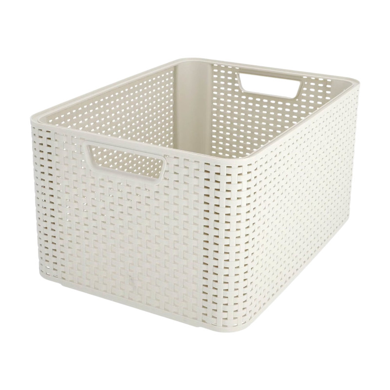 Curver Style Mand L - 30 liter - Vintage wit - Stapelbare opbergmand met handvatten van duurzaam kunststof
