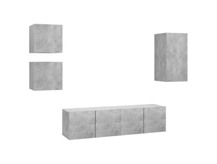 LMTYOENFG 5-TLG. TV-Schrank-Set Betongrau Wandmontage Holzwerkstoff Platzsparendes Wandboards-Ensemble in Betongrau aus robustem Holzwerkstoff für Wohnzimmer und Schlafzimmer.