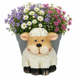 MAREN Übertopf Familie Wiese mit Schaf-Dekor grau-creme – 795251040*****Vorpackplatz: Reihe 42.4///Platz 6