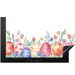 HERDABDECKPLATTE Blumengarten - Bunt - Eier Glaskeramikkochfeldabdeckung 76x51.5 cm
