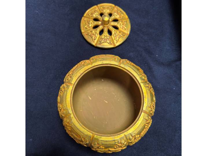 Brûleur d'encens en forme de citrouille à fond plat en laiton doré, collection bronze antique, pour cérémonie du thé en intérieur, artisanat pour la maison