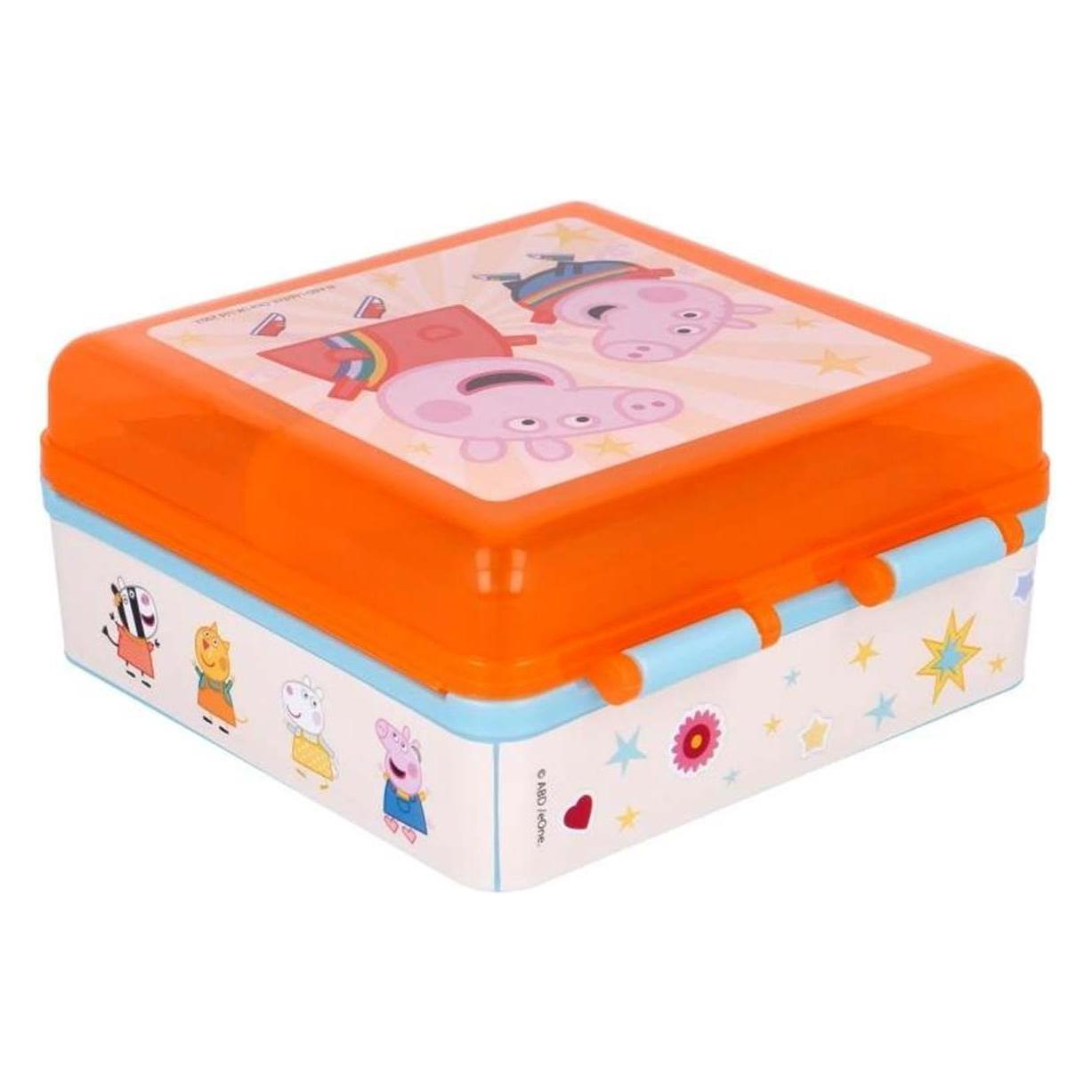 Stor Peppa Pig "FREUNDLICHKEIT ZÄHLT" - quadratische Lunchbox mit Fächern (41293)