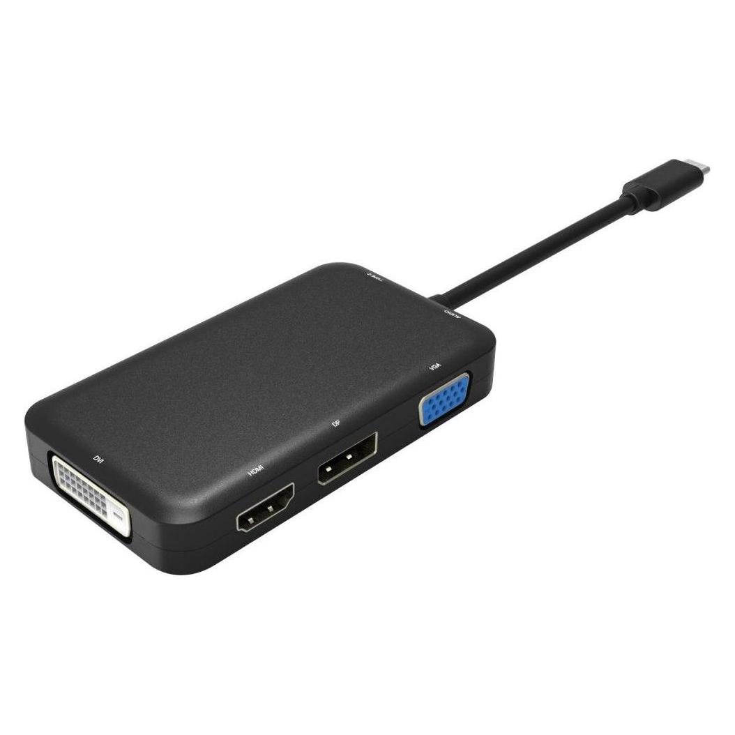 PremiumCord PÅevodník USB3.1 typ C na HDMI + DVI + VGA + DisplayPort + PD charge + Audio (Audio, DVI, HDMI, VGA) (KU31DOCK10)