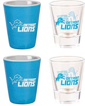 Evergreen 4-Piece Ceramic and Glass 2 oz. Shot Glass Set, Detroit Lions