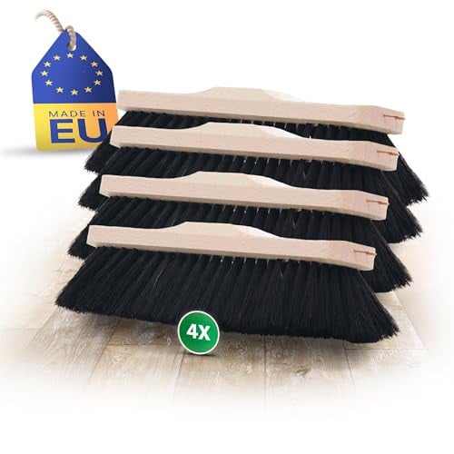 Set van 4 Novaliv kamerbezems van paardenhaar voor fijn reinigen