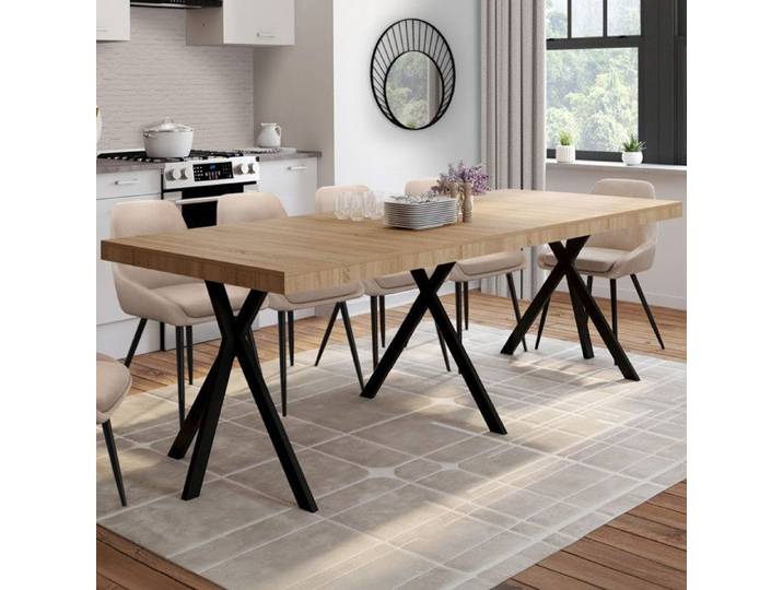 IDMARKET Table console extensible ALIX 10 personnes 235 cm design industriel