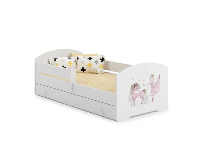 Lit pour enfant  licorne  avec tiroir matelas et barrière de protection taille 160x80