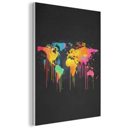 AKUSTIKBILD Weltkarte - Farbe - Bunt - Graffiti - Welt Wanddeko 70x100 cm