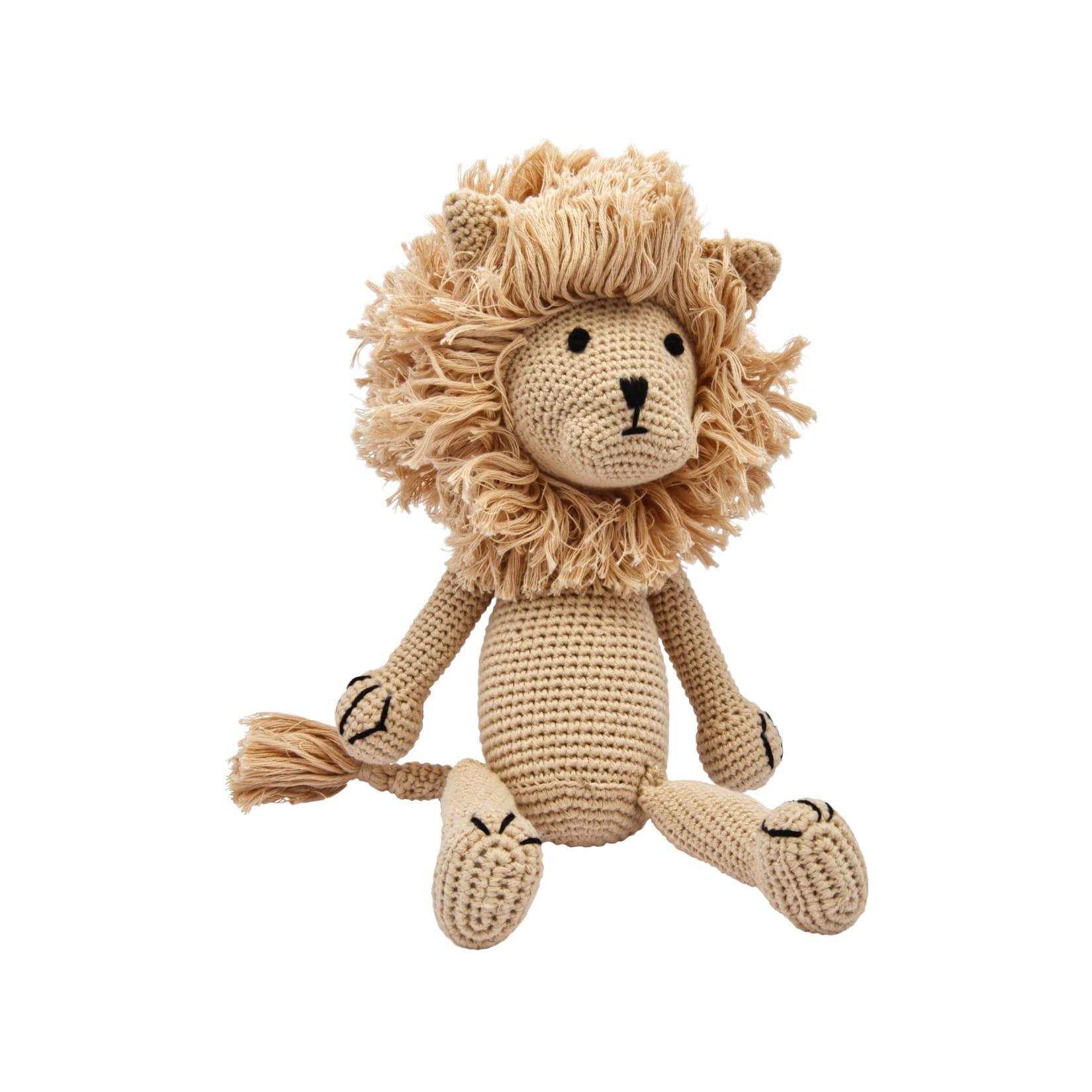 miniHeld Handgestrickter Löwe Lionel gehäkelt Spielzeug 32 cm aus Baumwolle