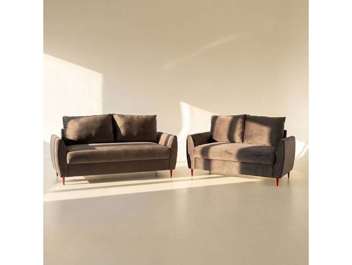 CASTOR & POLLUX pack 2 + 3 places en velours -145 x 92 x 78 + 180 x 92 x 78 - GRIS