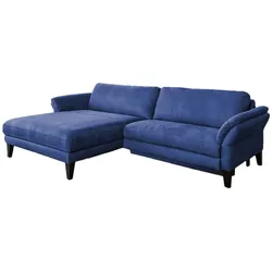 KAWOLA Sofa MALTA Ecksofa Stoff blau Recamiere links