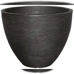 Geli Pflanztopf Rillentopf rund H 31 x 40 cm anthrazit Kunststoff Frostbeständig