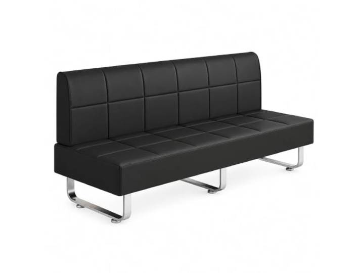 JS Ellie PU-Leder Empfangsbank, Moderne Wartezimmerbank mit Rückenlehne Belastbare Sitzbank mit ergonomischer Rückenlehne für Büro, Salon, Praxis, Spa und Hotel(Black,180cm/70.9in)