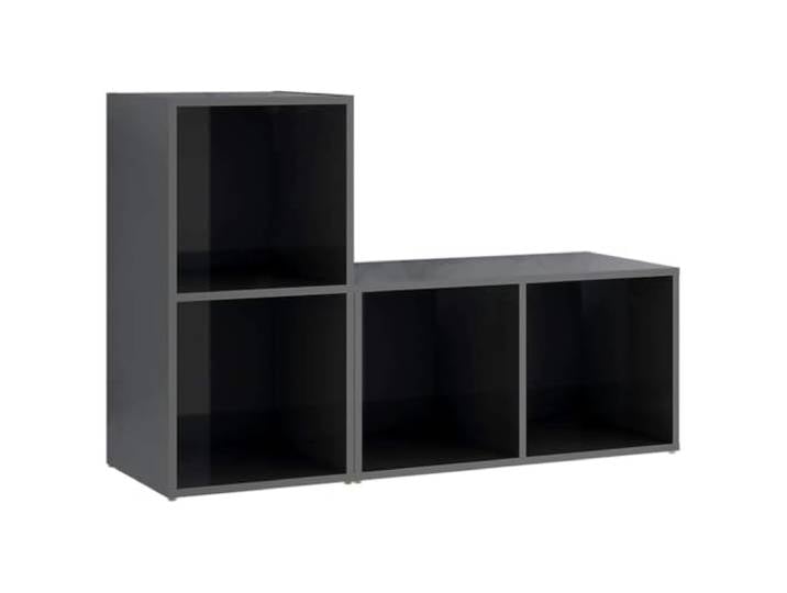 KUPTYERFG TV-Schrank 2er Set Hochglanz-Grau 72x35x36,5cm Holzwerkstoff Flexibel vertikal oder horizontal nutzbares TV Lowboard Set mit 2 offenen Fächern für Wohnzimmer und Schlafzimmer.