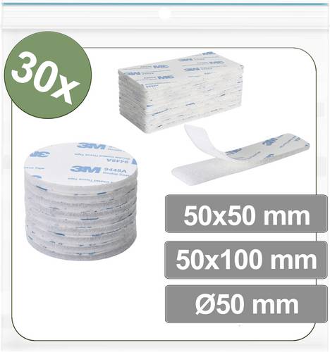 Quadrios 25CA686 Klettpunkte zum Aufkleben Haft- und Flauschteil (Ø x L) 50mm x 50mm Weiß 30St.