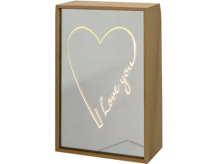 LED-Dekofigur CREATIV HOME Dekoobjekt mit Schriftzug I LOVE YOU , braun (klar), B:12cm H:18cm T:5cm, Dekofiguren, LED-Dekofigur, mit LED-Beleuchtung