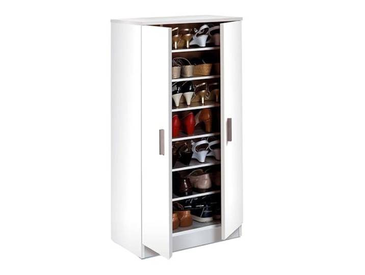 Habitdesign Meuble à Chaussures à Deux Portes\, Meuble auxiliaire\, modèle de Base\, Finition Blanc Brillant\, Dimensions : 55 cm (Largeur) x 108 cm (Hauteur) x 36 cm (Profondeur)