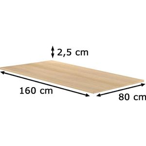 Hammerbacher Tischplatte KP16, rechteckig, 160 x 80cm, eiche