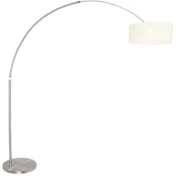 Stehleuchte Standlampe Wohnzimmerleuchte Bogenleuchte Weiß Leinen H 200cm
