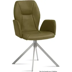 ARMLEHNSTUHL (4er-Set) Dottie 58x92x60 Edelstahl/Olivgrün