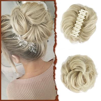Sofeiyan Klaue Clip unordentliches Brötchen Haarteil gewelltes lockiges Haar Brötchen Clip in Klaue Chignon Pferdeschwanz Haarteile synthetische zerzauste Hochsteckfrisur Haarverlängerungen Scrunchie