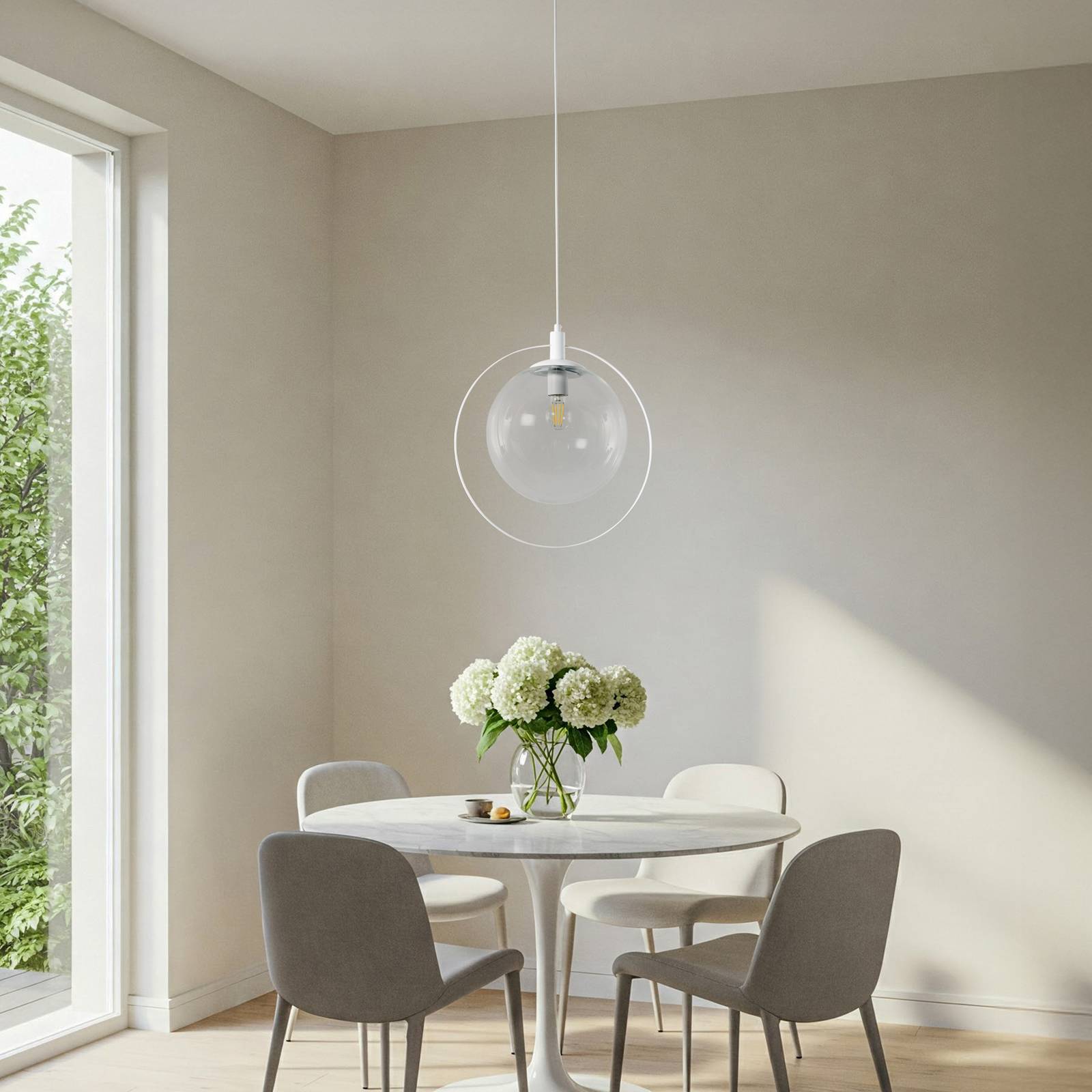 Hängelampe Aura ALDEX, dimmbar, weiß / opal, für Wohn- / Esszimmer, Metall, Pendelleuchte