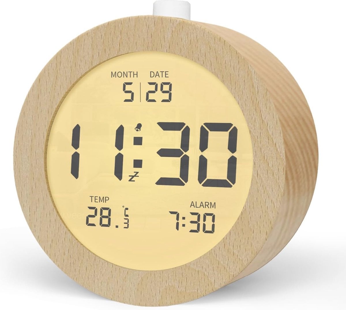 Digitale Houten Wekker met LCD Achtergrondverlichting en Temperatuurweergave