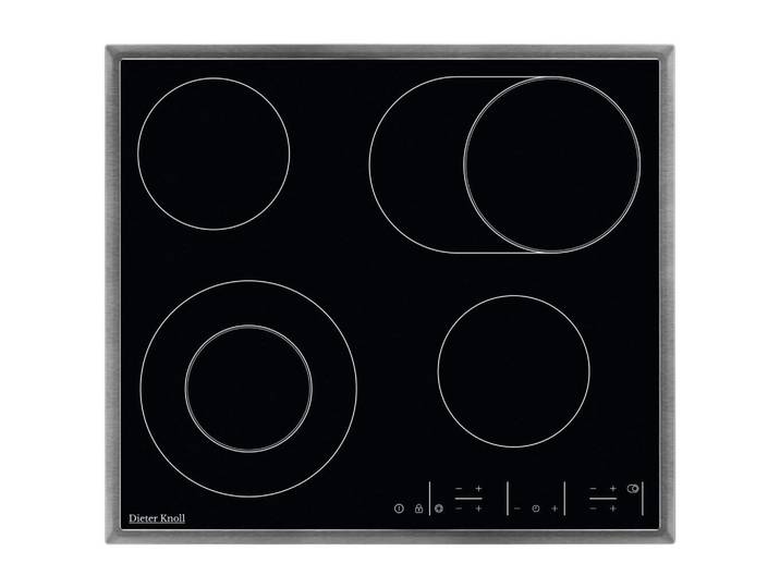 Dieter Knoll Glaskeramikkochfeld, Schwarz, Edelstahlfarben, Metall, Glas, 57.6x50.6 cm, Kindersicherung, Restwärmeanzeige je Kochzone, Kurzzeitwecker, Edelstahlrahmen, Ankoch-Elektronik, Küchen, Küchenelektrogeräte, Kochfelder