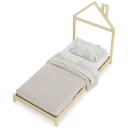 Idimex, Kinderbett, Kinderbett LIZ in Hausoptik aus Massivholz – Weiss (90 x 200 cm)