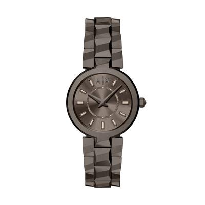 Quarzuhr ARMANI EXCHANGE, braun (braun, braun), Armbanduhren, Damen, Quarzuhr, Armbanduhr, Edelstahlarmband, analog, Glassteine