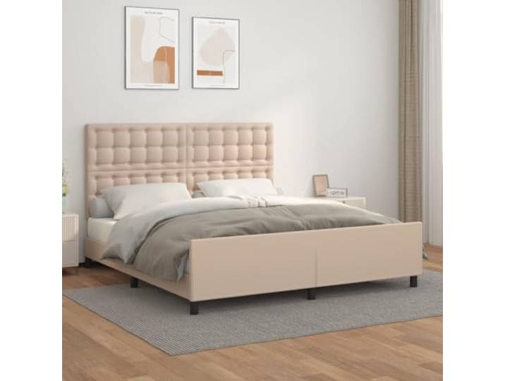 Kunstleder Höhenverstellbar Bettgestell mit Kopfteil Braun 160x200 cm Bettgestell mit Kopfteil Cappuccino-Braun 160x200 cm Kunstleder Bettrahmen höhenverstellbar mit Sperrholzlatten stabil