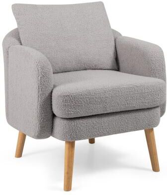 Costway Sherpa Accent Chair Modern Living Room Chair with Seat Cushion-Grey
