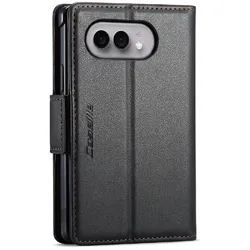 Caseme Lederlook Anti-RFID Wallet Etui iPhone Duo (Apple iPhone Duo), Smartphone Hülle, Schwarz