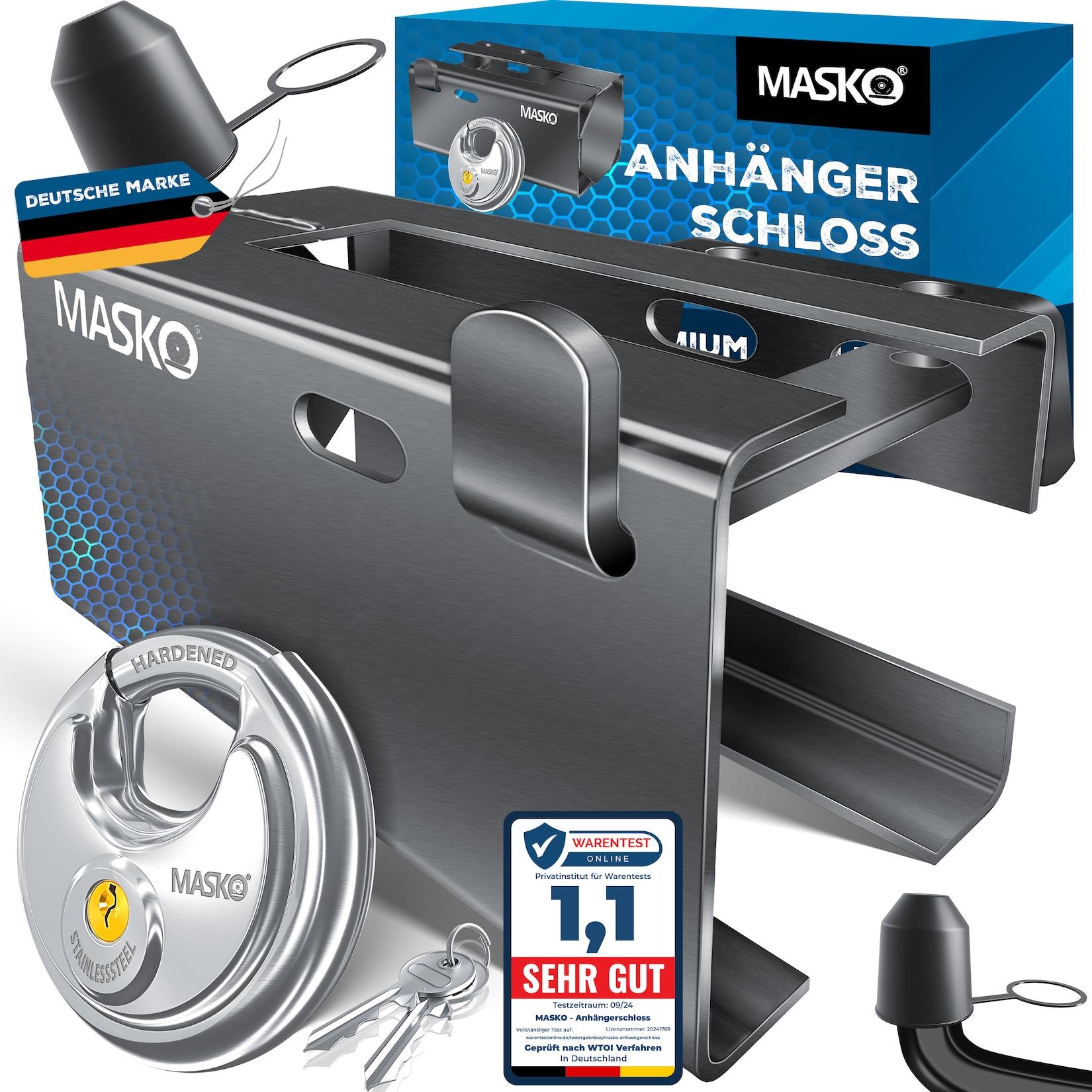 MASKO® Anhängerschloss für Angekoppelte & Abgekoppelte Anhänger Anhänger Schloss Diebstahlschutz Wohnwagen Kastenschloss inkl. Diskusschloss & Schlüssel & Schutzkappe