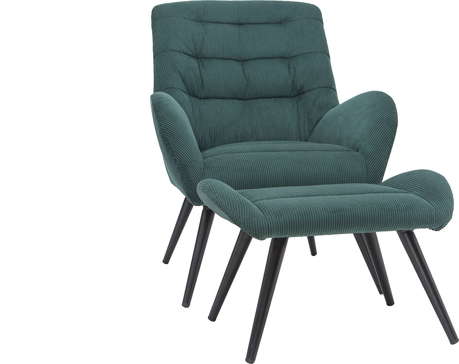 Miliboo Design-Sessel und Fußstütze aus grünem Stoff ZOE