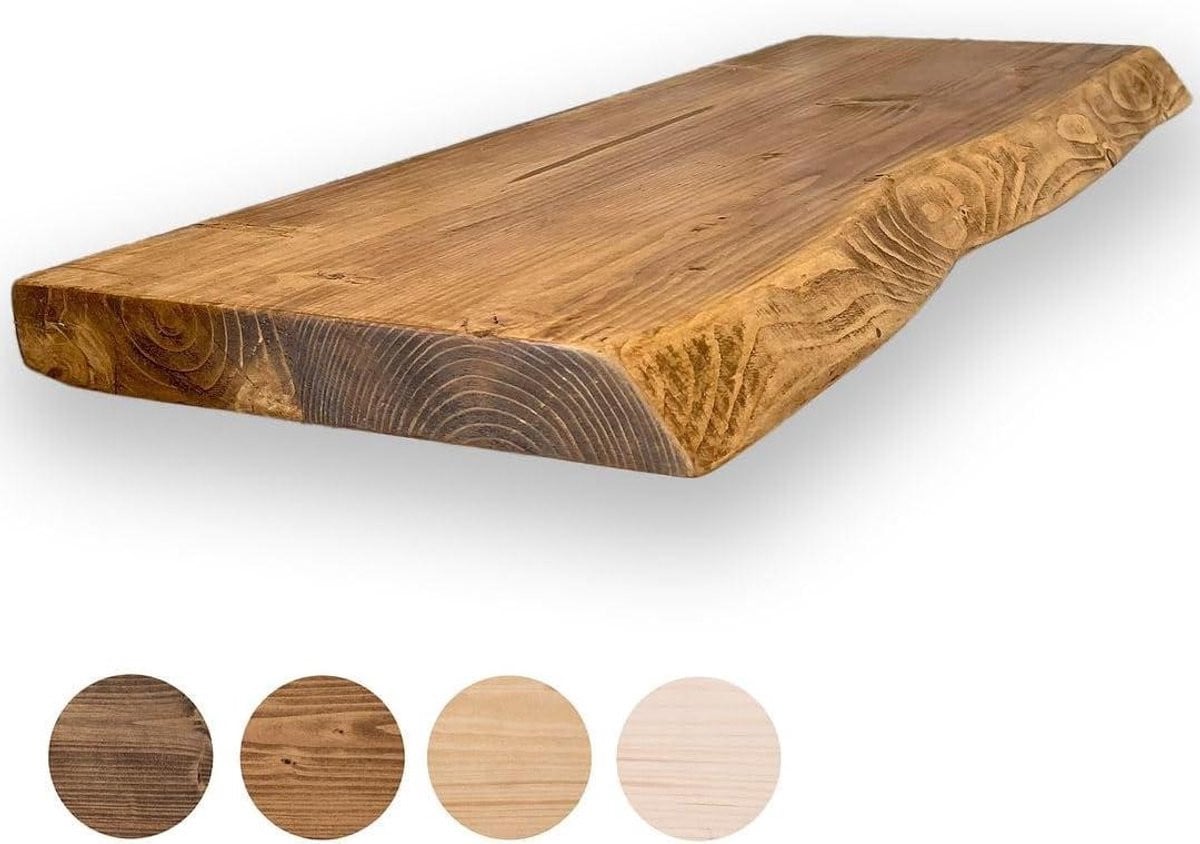 Rustiek Wandrek met Houten Plank in Walnoot - 100 cm