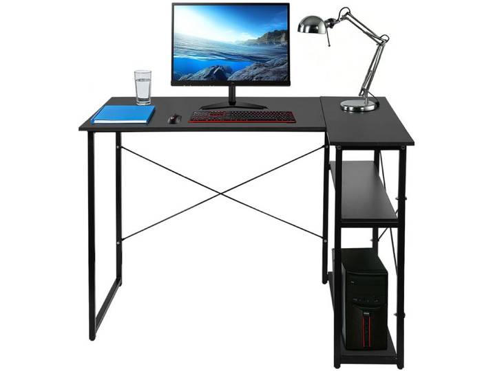 Bureau Dédié Au Gaming - Grand Plateau - ERROLVES - Configuration Multi-Appareils - Noir - 100 × 70 × 75 Cm