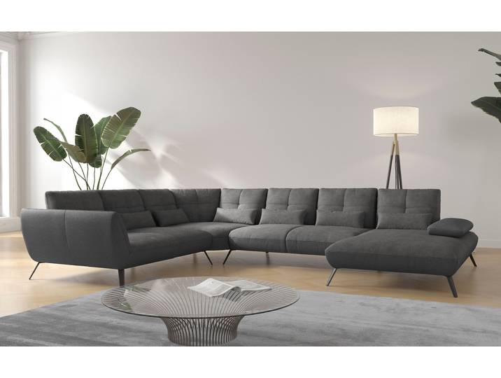 Wohnlandschaft GOODPRODUCT Mikado U-Form , grau, B:376cm H:88cm T:297cm, 100% Polyester, Sofas, Wohnlandschaft, inkl. Sitztiefenverstellung und Armteilverstellung