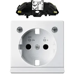 Merten Zentralplatte mit Lichtauslass u. LED Bel.-Modul für SCHUKO-Steckdose, System M (polarweiß matt)
