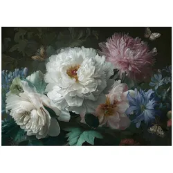 FOTOTAPETE Blumen Vintage Schwarz Schlafzimmer 300x210