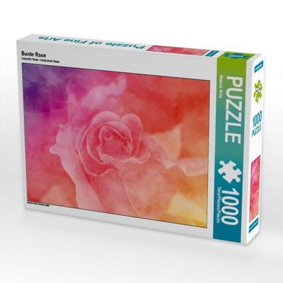 CALVENDO Puzzle Bunte Rose | 1000 Teile Lege-Größe 64x48cm Foto-Puzzle für glückliche Stunden
