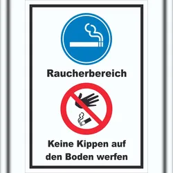 HB-Druck Schild Raucherbereich Boden verboten hochkant A2 (420x594mm)