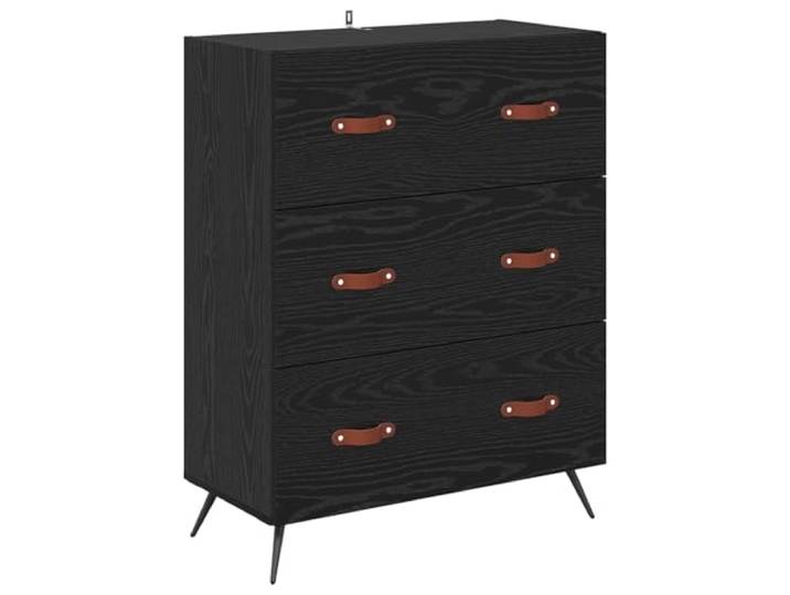 Schubkommode Schwarz Dab 69,5 x 34 x 90 cm Holzfackel, Metallbeine, rustikale Eleganz, pflegeleicht, stabil, kompakt