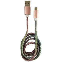 LC-Power LC-C-USB-MICRO-1M-4 USB A zu Micro-USB Kabel, Disco-Glitzer, 1m